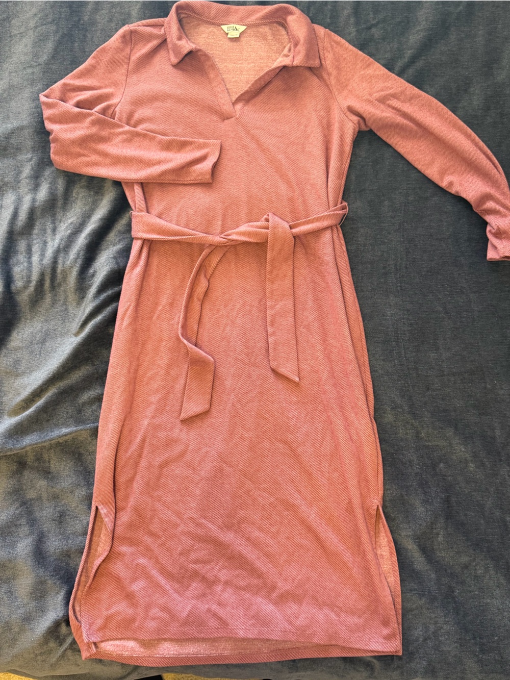 Eddie Bauer Rosewood Knit Collared Belted Midi Dress